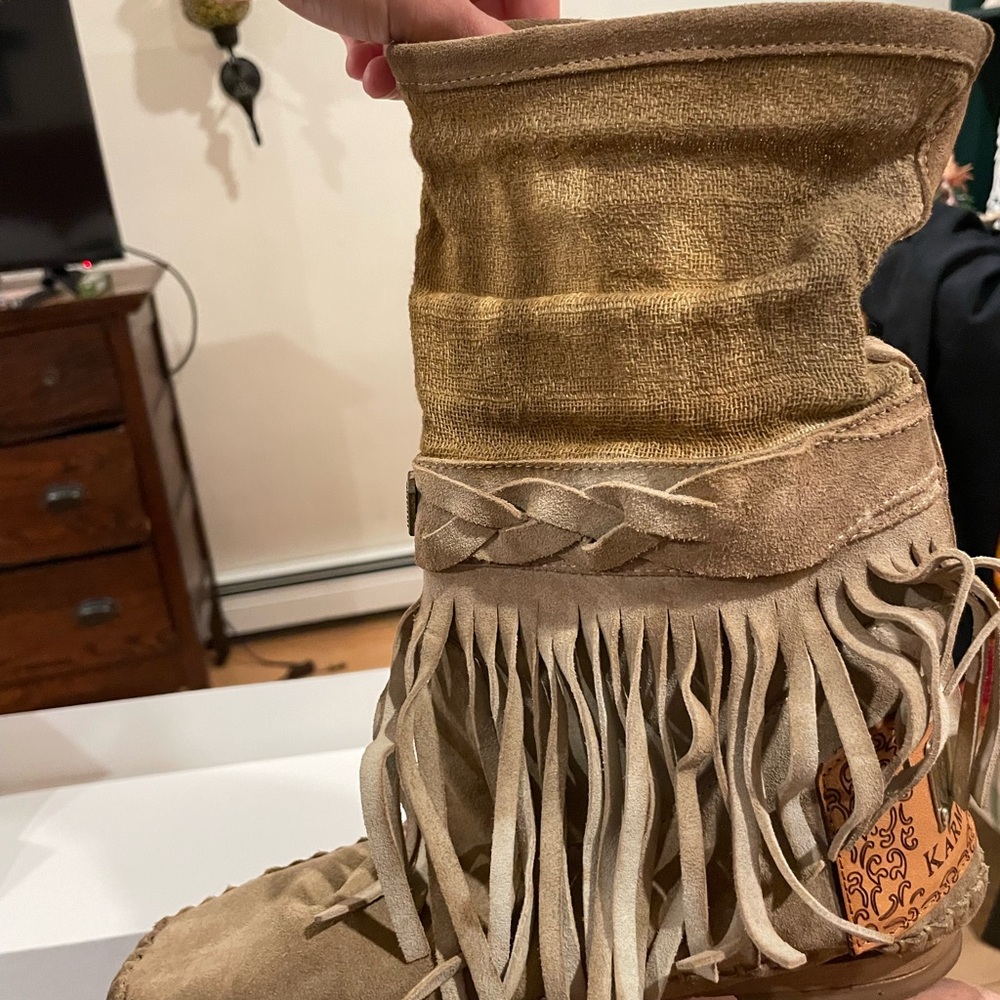 Tan Fringe Suede Boots